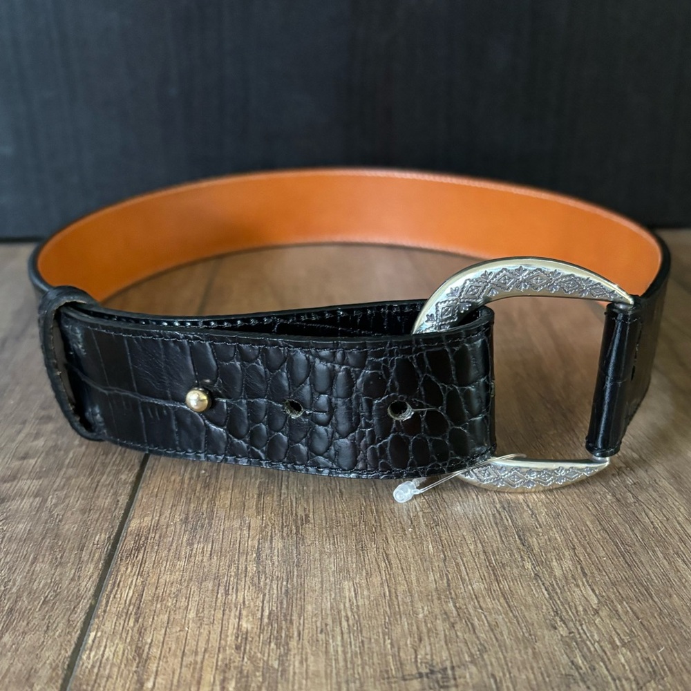 Brighton black embossed leather belt size S